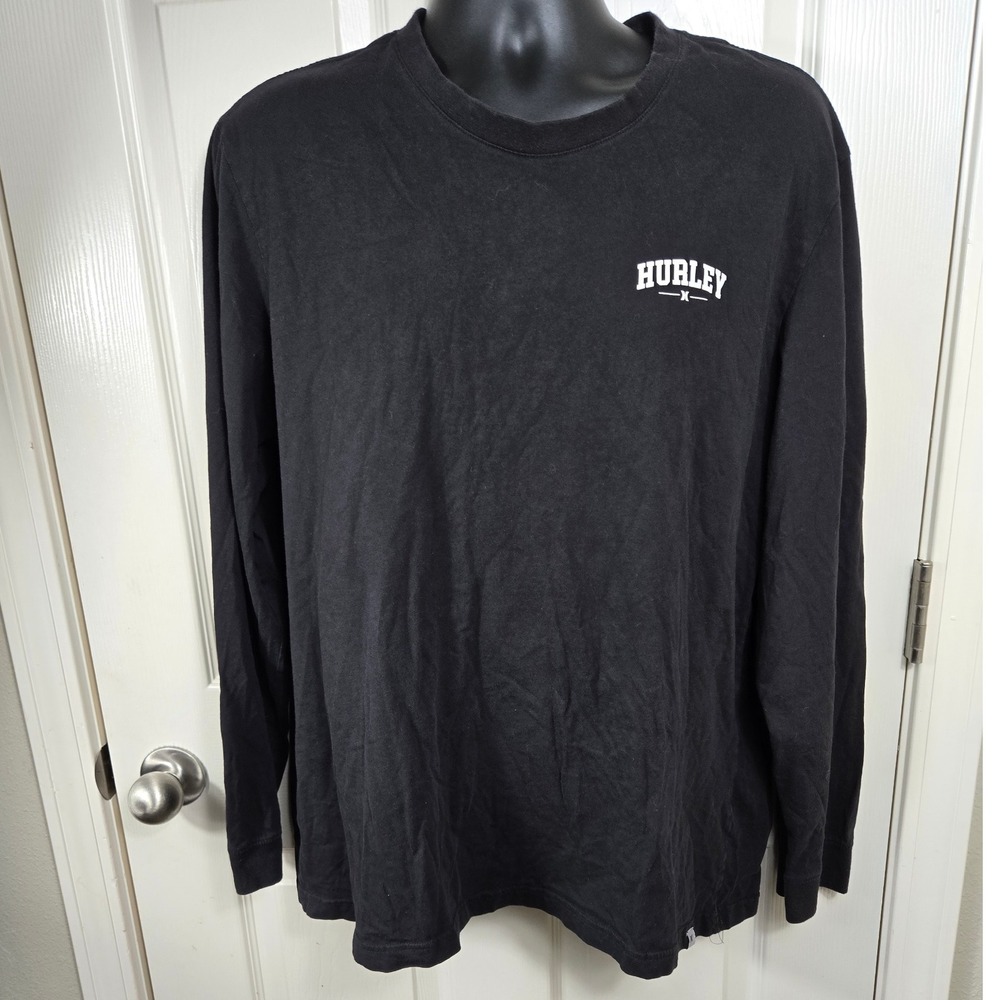 Hurley Mens XXL Long Sleeve T Shirt Black Graphic Logo Casual‎ Top Streetwear